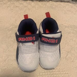 AND1 Kids' White and Navy Sneakers